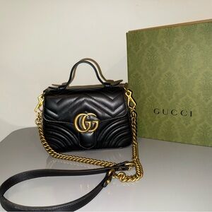 Gucci Black Mini Bag with Gold Chain
